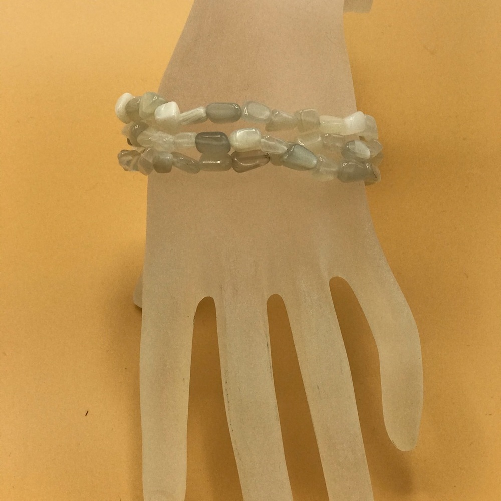 Sterling Silver White Moonstone Nugget Bracelet.